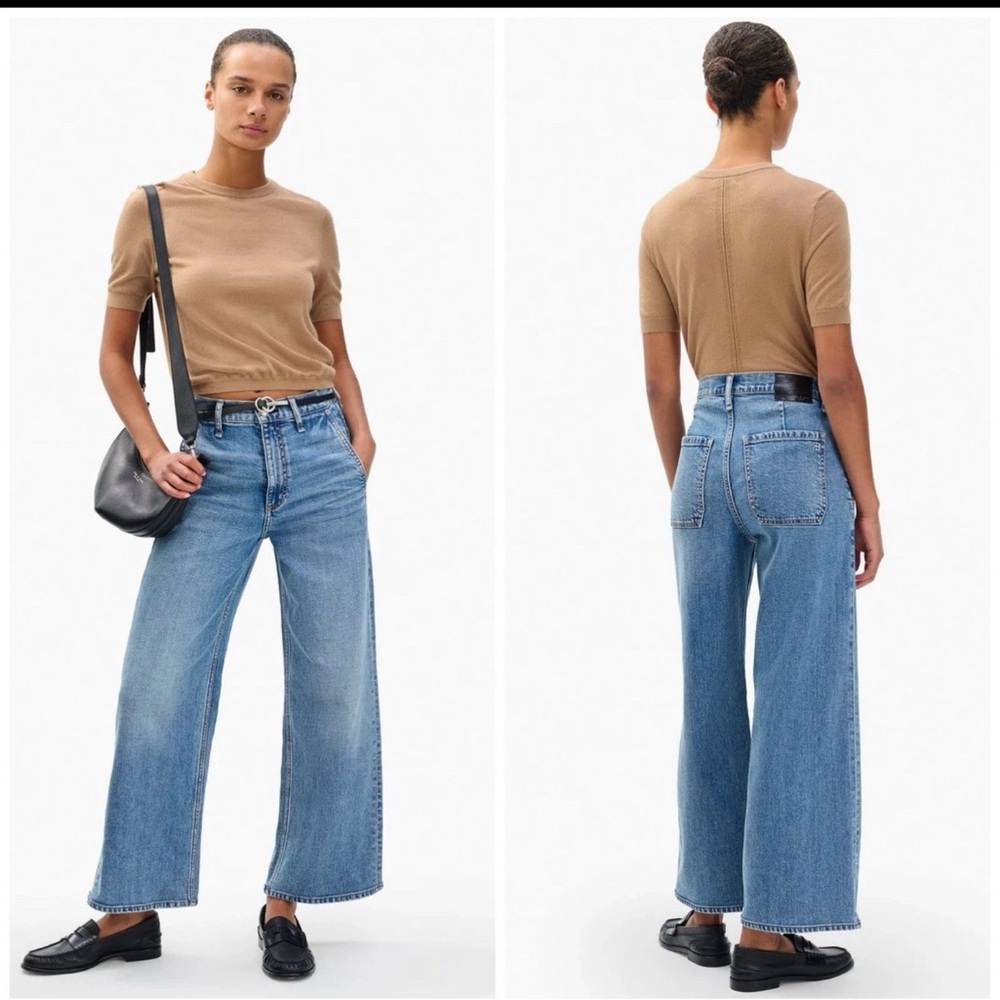 NWT Rag & Bone $278 The Andi High Rise Ankle Wide Leg In OPTIC WHITE